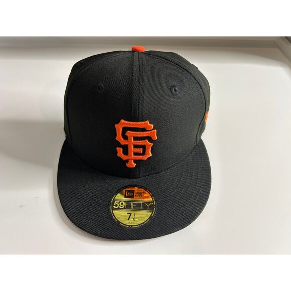New Era 59FIFTY San Francisco Giants Fitted Hat 7 1/8 MLB Authentic Black Orange - Picture 1 of 9